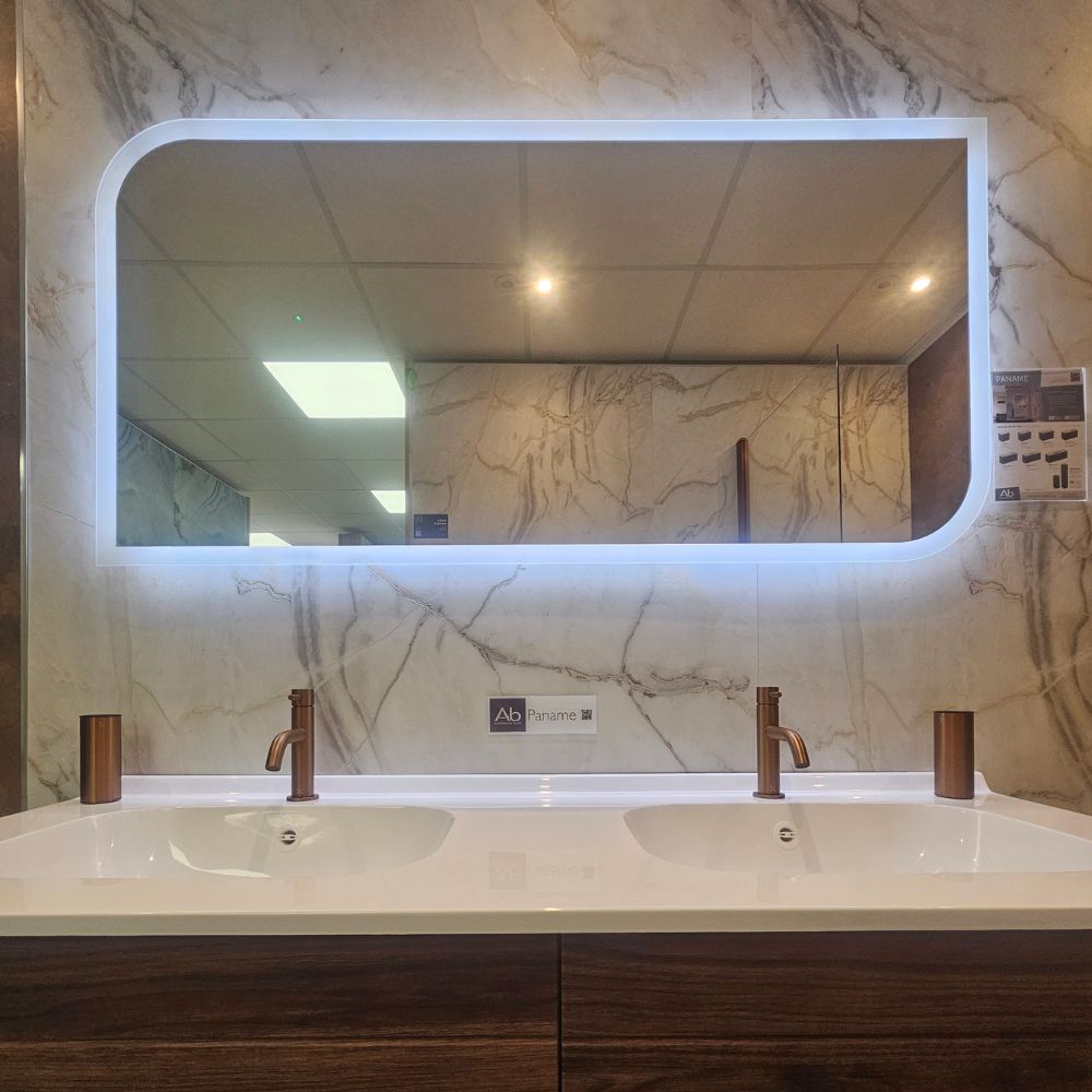 A bathroom display at the Aquarooms showroom in Hoddesdon, Hertfordshire
