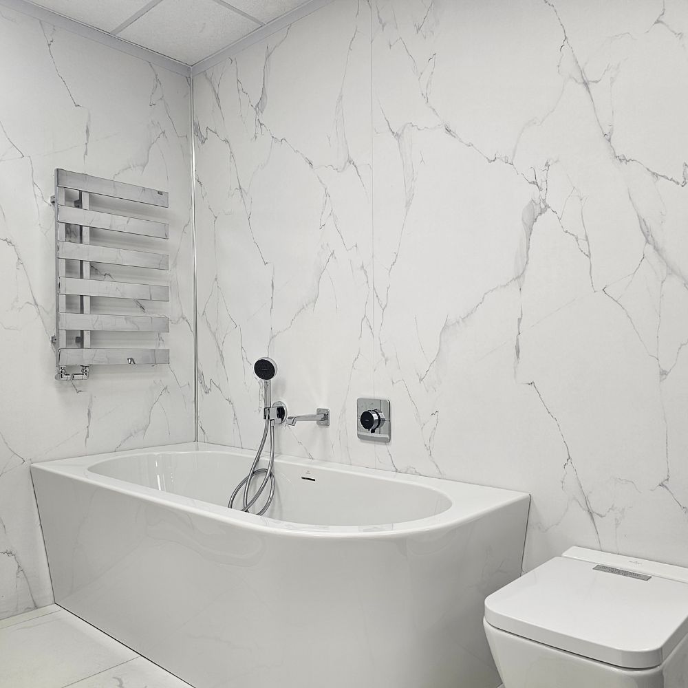 A bathroom display at the Aquarooms showroom in Hoddesdon, Hertfordshire