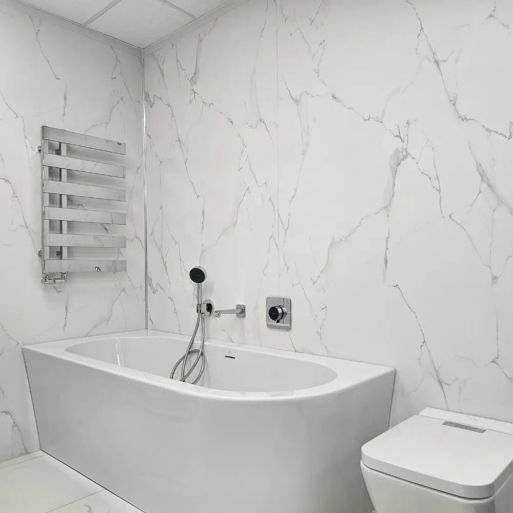 A bathroom display at the Aquarooms showroom in Hoddesdon, Hertfordshire
